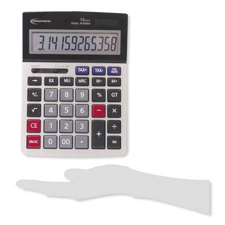 Innovera 15975 Large Display Calculator, Dual Power, 12-Digit LCD Display IVR15975